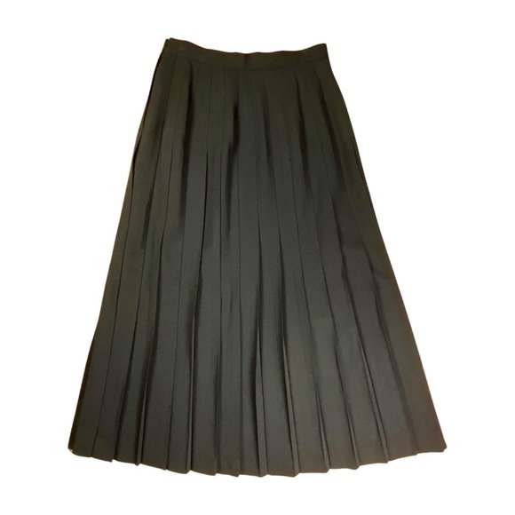 Austin Reed Vintage Pleated Black Wool Midi Skirt Size 10 29" - Picture 2 of 9